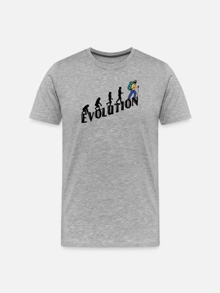 Hiking Evolution Hiker Hike Climbing - Men's Premium Organic T-Shirt - heather grey
