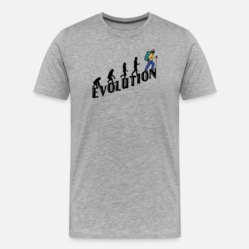 Hiking Evolution Hiker Hike Climbing - Men's Premium Organic T-Shirt - heather grey