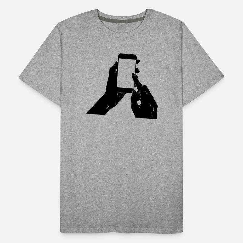 Smartphone in der Hand Männer Premium Bio T-Shirt