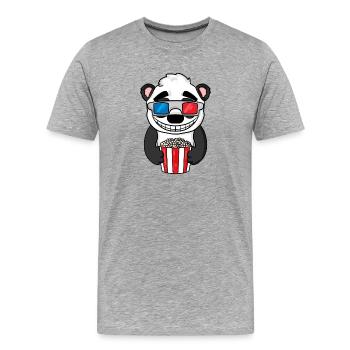 Panda Bär Popcorn Kino - Männer Premium Bio T-Shirt - Grau meliert - Vorne - Damien (186cm)