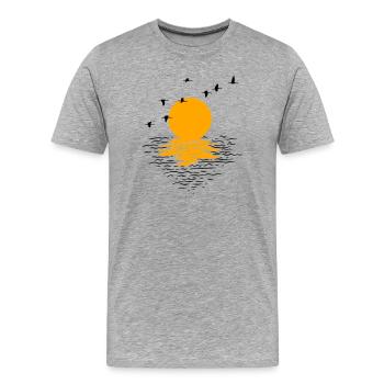 Wildgänse Kraniche Frühling - Männer Premium Bio T-Shirt - Grau meliert - Vorne - Damien (186cm)