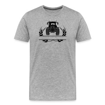 Farm tractor with grain stalks - Men's Premium Organic T-Shirt - heather grey - Front - Damien (186cm)