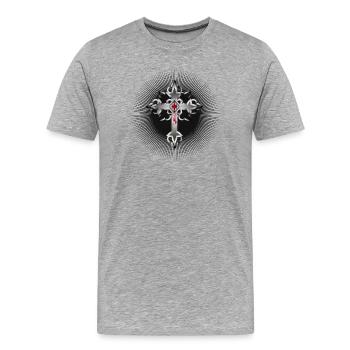 radiant Gothic cross made of Gothic elements - Men's Premium Organic T-Shirt - heather grey - Front - Damien (186cm)