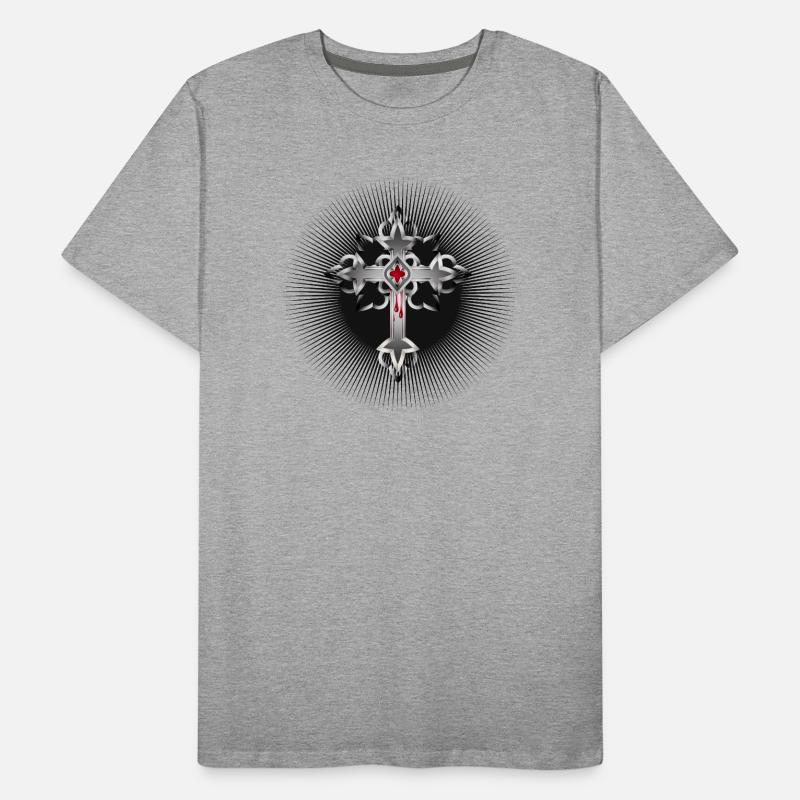 croix gothique rayonnante faite d’éléments gothiques T-shirt bio Premium Homme