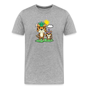 Leopard Family - Leopard with Baby - Men's Premium Organic T-Shirt - heather grey - Front - Damien (186cm)