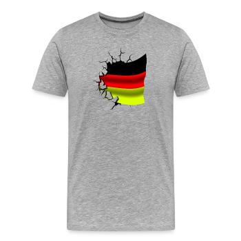 Germany - Germany - Deutschland - Zerrissene Flagge - Männer Premium Bio T-Shirt - Grau meliert - Vorne - Damien (186cm)