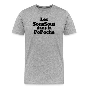 argent, argent de poche, pourboire - T-shirt bio Premium Homme - gris chiné - Devant - Damien (186cm)