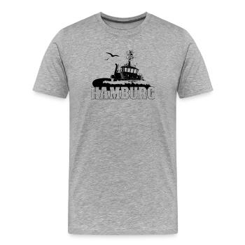 Schlepper im Hamburger Hafen - Männer Premium Bio T-Shirt - Grau meliert - Vorne - Damien (186cm)