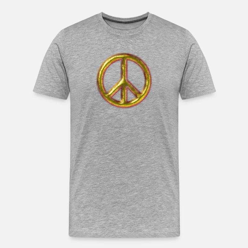 Messing Peace-Zeichen - Männer Premium Bio T-Shirt - Grau meliert