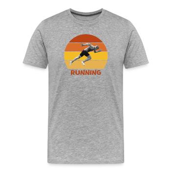 Laufen, Laufen, Sprinten - Männer Premium Bio T-Shirt - Grau meliert - Vorne - Damien (186cm)