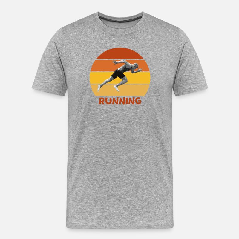 running, course à pied, sprint - T-shirt bio Premium Homme - gris chiné