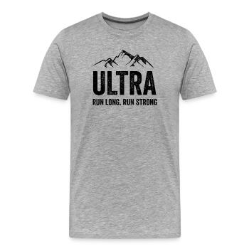Ultra Running - Run Long. Courez fort. - T-shirt bio Premium Homme - gris chiné - Devant - Damien (186cm)