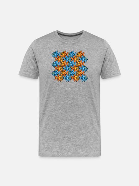 Kaiserfisch-Tessellation - Männer Premium Bio T-Shirt - Grau meliert