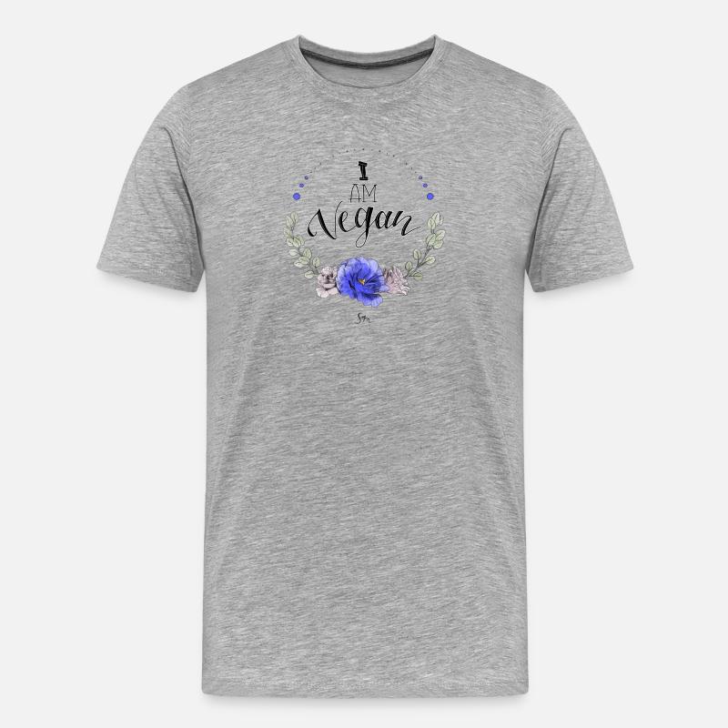 I am vegan - Männer Premium Bio T-Shirt - Grau meliert