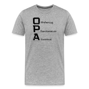 Opa - Geschenkidee in Österreichischem Dialekt - Männer Premium Bio T-Shirt - Grau meliert - Vorne - Damien (186cm)