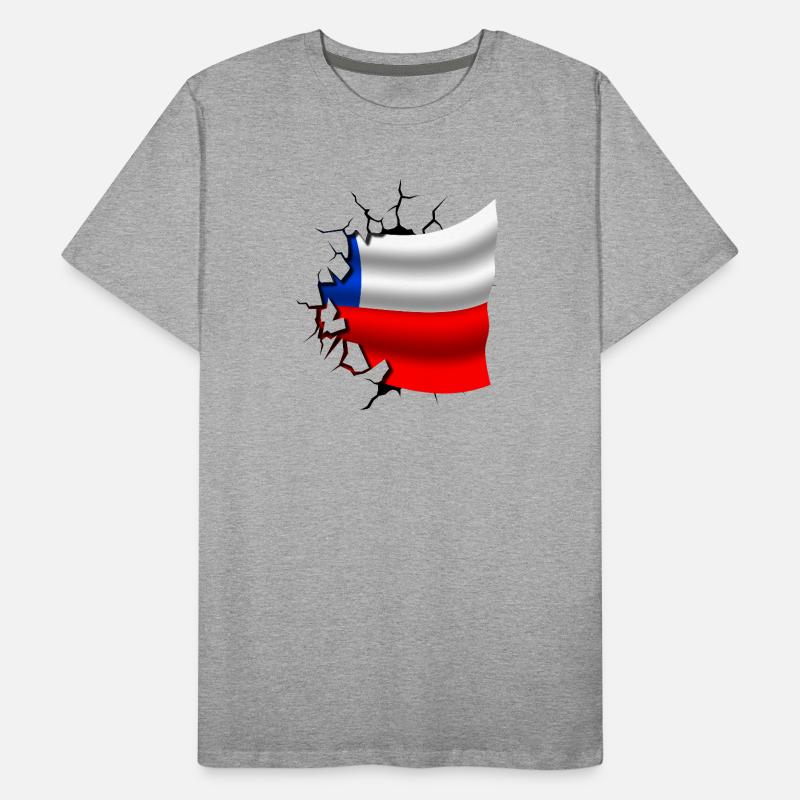 Drapeau du Chili - Chili - Drapeau Broken Design T-shirt bio Premium Homme