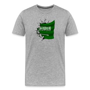 Bandera de Arabia Saudita - Saudi-Arabien - Flagge - Männer Premium Bio T-Shirt - Grau meliert - Vorne - Damien (186cm)