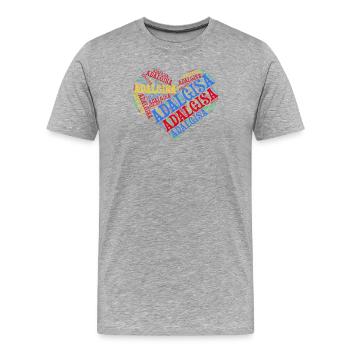 t-shirt nom Adalgisa coeur nuage de mots t-shirt - T-shirt bio Premium Homme - gris chiné - Devant - Damien (186cm)