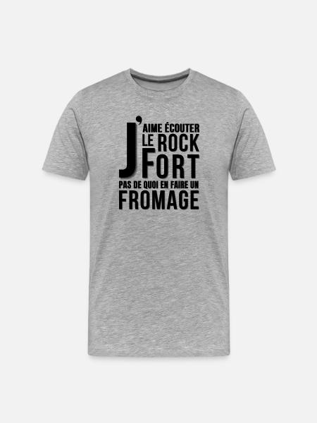 fromage, Roquefort, rock - T-shirt bio Premium Homme - gris chiné