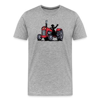 Véhicule utilitaire Agriculteur Tracteur Machinerie agricole Véhicule - T-shirt bio Premium Homme - gris chiné - Devant - Damien (186cm)