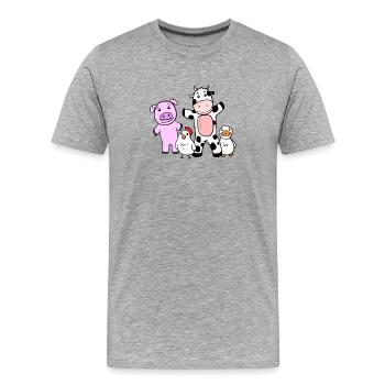 Animaux mignons pour enfants - Ferme - T-shirt bio Premium Homme - gris chiné - Devant - Damien (186cm)
