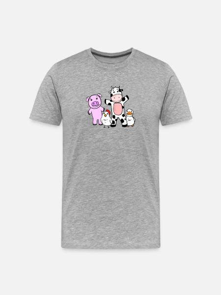 Animaux mignons pour enfants - Ferme - T-shirt bio Premium Homme - gris chiné