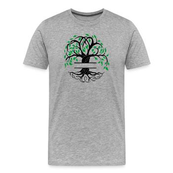 Yggdrasil der Baum des Lebens mit Namensschild - Männer Premium Bio T-Shirt - Grau meliert - Vorne - Damien (186cm)
