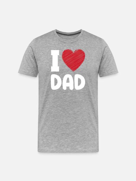 Ich liebe Papa Herz - Männer Premium Bio T-Shirt - Grau meliert
