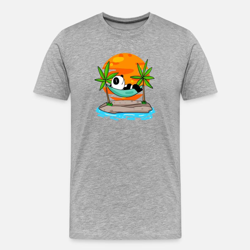 Panda am Strand - Männer Premium Bio T-Shirt - Grau meliert