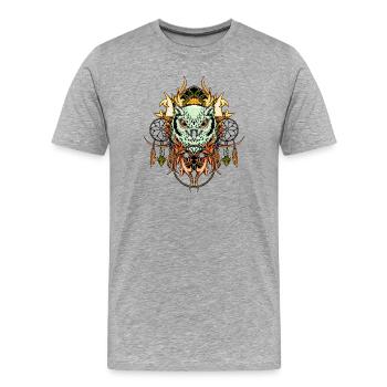 Elegant owl with dream catcher - Men's Premium Organic T-Shirt - heather grey - Front - Damien (186cm)