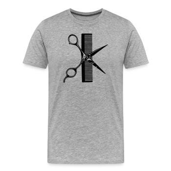 Scissor comb - Men's Premium Organic T-Shirt - heather grey - Front - Damien (186cm)
