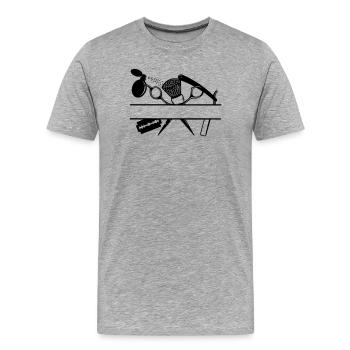 Textbanner für Friseurattribute - Männer Premium Bio T-Shirt - Grau meliert - Vorne - Damien (186cm)