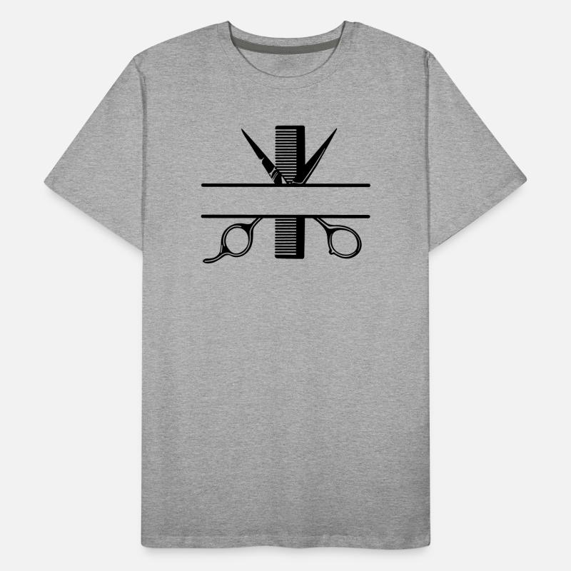 Texte bannière logo coiffeur, ciseaux avec peigne T-shirt bio Premium Homme