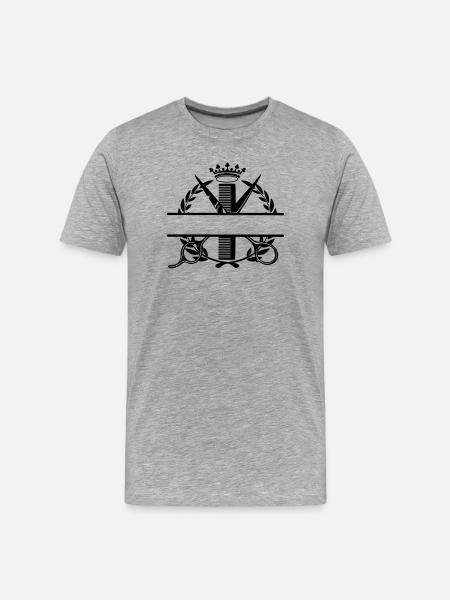 Hairdresser laurel wreath and crown logo - Men's Premium Organic T-Shirt - heather grey