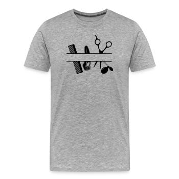 Textbanner für Friseurattribute - Männer Premium Bio T-Shirt - Grau meliert - Vorne - Damien (186cm)