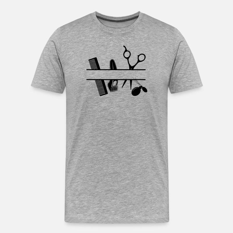 Bannière de texte d’attributs de coiffeurs - T-shirt bio Premium Homme - gris chiné