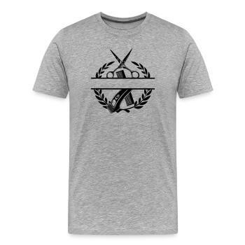 Bannière de nom de barbier couronne de laurier - T-shirt bio Premium Homme - gris chiné - Devant - Damien (186cm)