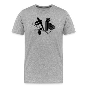 Logo corporate clothing hairdresser - Men's Premium Organic T-Shirt - heather grey - Front - Damien (186cm)