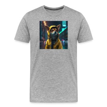 Chien humain - T-shirt bio Premium Homme - gris chiné - Devant - Damien (186cm)