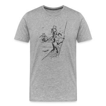 Ascension sur falaise — silhouette graphique - T-shirt bio Premium Homme - gris chiné - Devant - Damien (186cm)