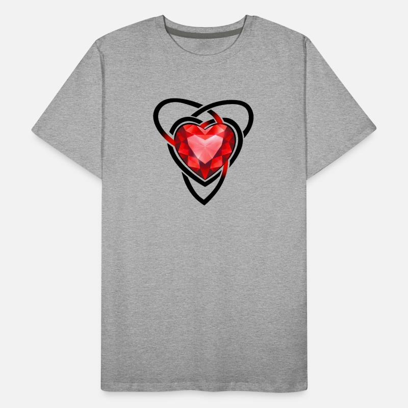 Faceted Red Gem Heart Men's Premium Organic T-Shirt