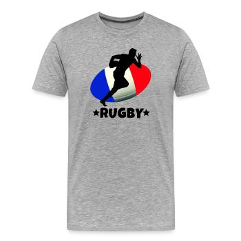 rugby, rugby sport, rugby französisch - Männer Premium Bio T-Shirt - Grau meliert - Vorne - Damien (186cm)