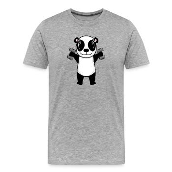 Panda Dumbbell Training Entraînement en force Fitness - T-shirt bio Premium Homme - gris chiné - Devant - Damien (186cm)