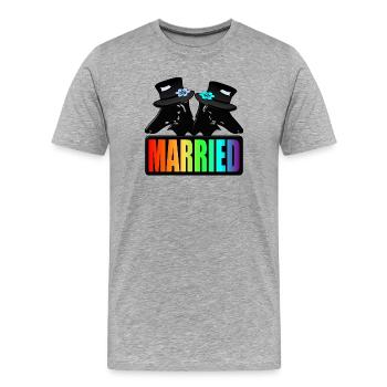 COUPLE LGBTQ MARIÉ - MARIAGE - MARIÉ GAY - T-shirt bio Premium Homme - gris chiné - Devant - Damien (186cm)