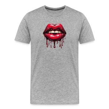Lippen - Männer Premium Bio T-Shirt - Grau meliert - Vorne - Damien (186cm)