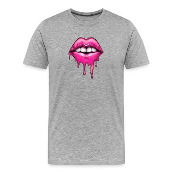 Lippen - Männer Premium Bio T-Shirt - Grau meliert - Vorne - Damien (186cm)