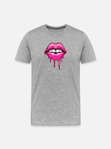 Lips - Men's Premium Organic T-Shirt - heather grey