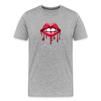 Lippen - Männer Premium Bio T-Shirt - Grau meliert - Vorne - Damien (186cm)