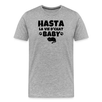 chat, chat mignon, chat doux - T-shirt bio Premium Homme - gris chiné - Devant - Damien (186cm)