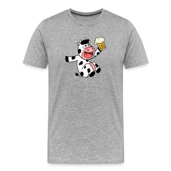 Vache ivre - Bière - T-shirt bio Premium Homme - gris chiné - Devant - Damien (186cm)